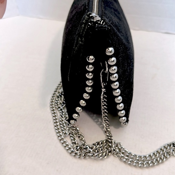 ZARA STUDDED CROSSBODY WALLET BAG black and silver